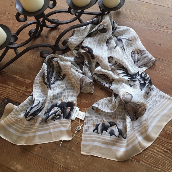 Max Studio 100% Silk Desert Rose Scarf - Picture 1 of 8